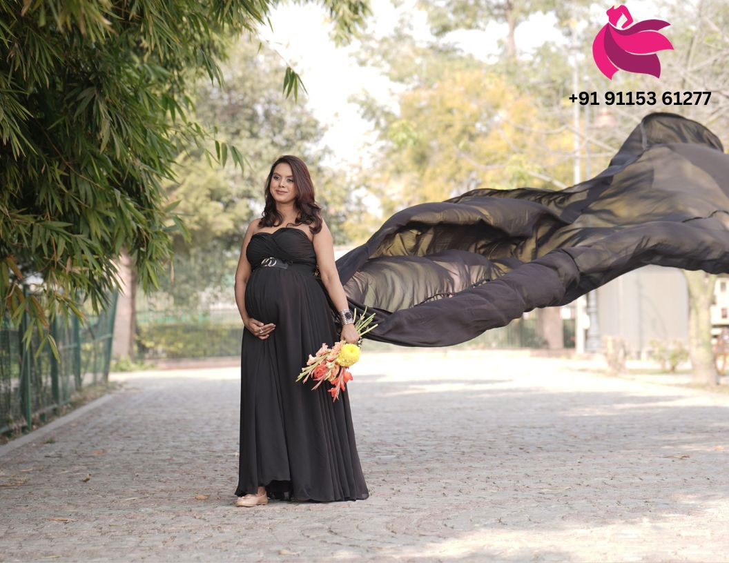 trail gowns for maternity shoot at Ujjain